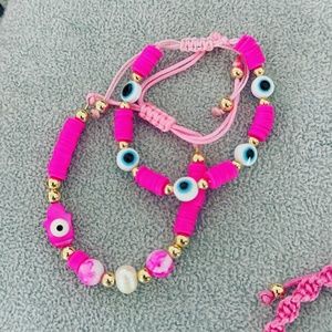 Pink evil eye bracelets
